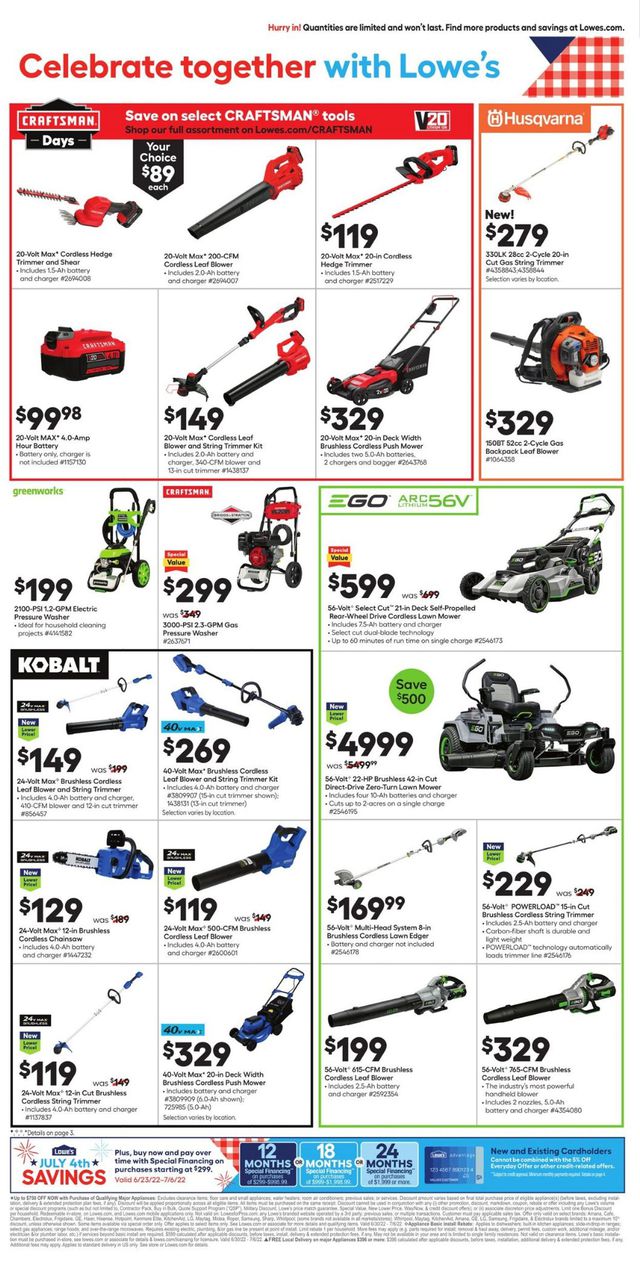 Lowe's Ad from 06/30/2022