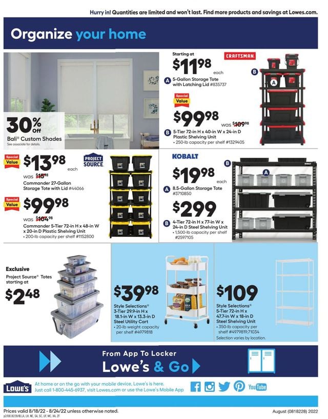 Lowe's Ad from 08/18/2022