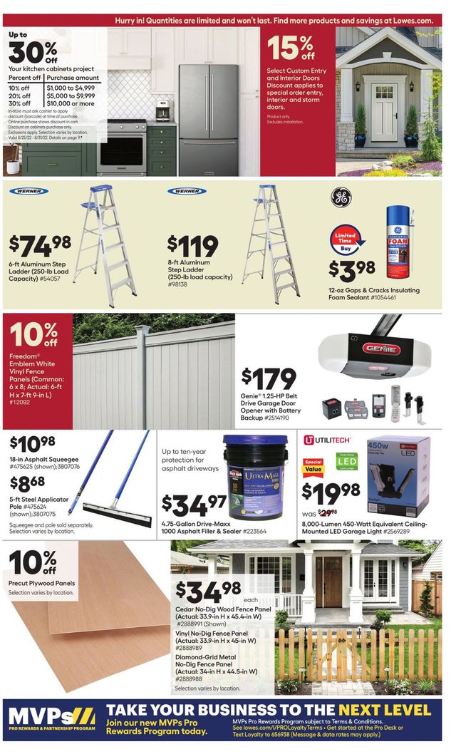 Lowe's Ad from 08/25/2022