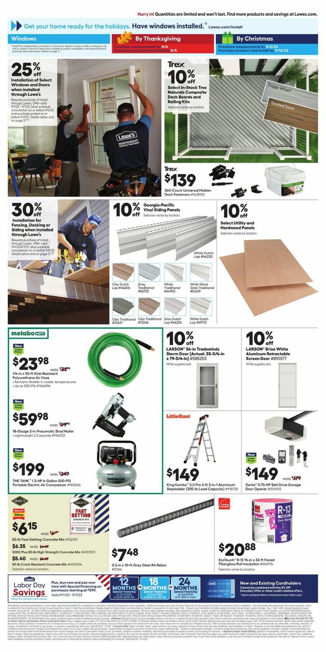 Lowe's Ad from 09/01/2022
