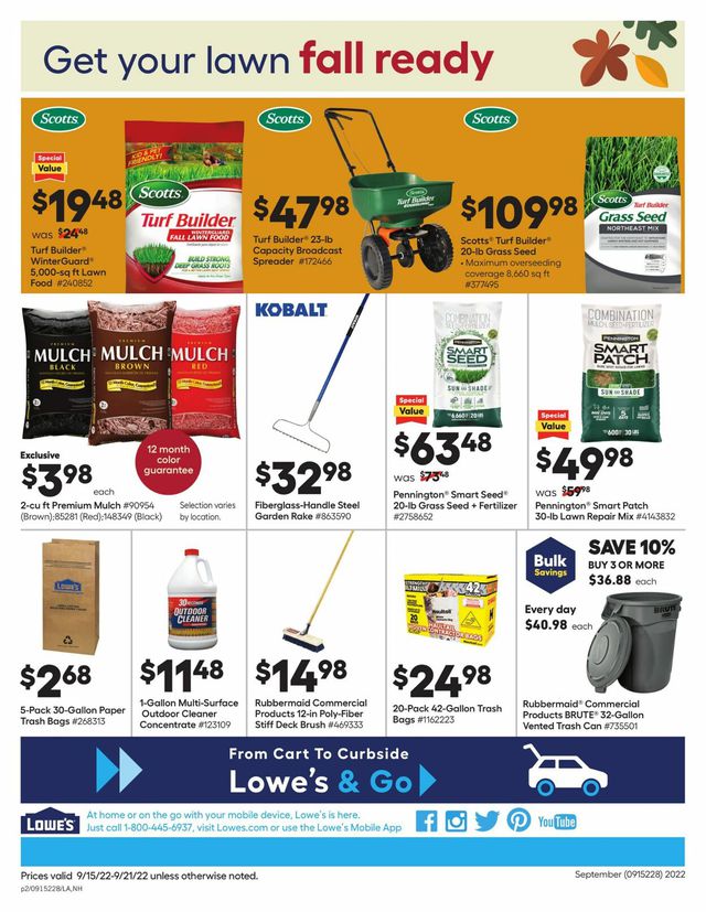 Lowe's Ad from 09/15/2022