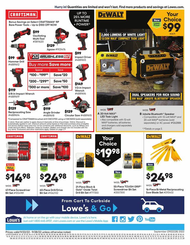 Lowe's Ad from 09/22/2022