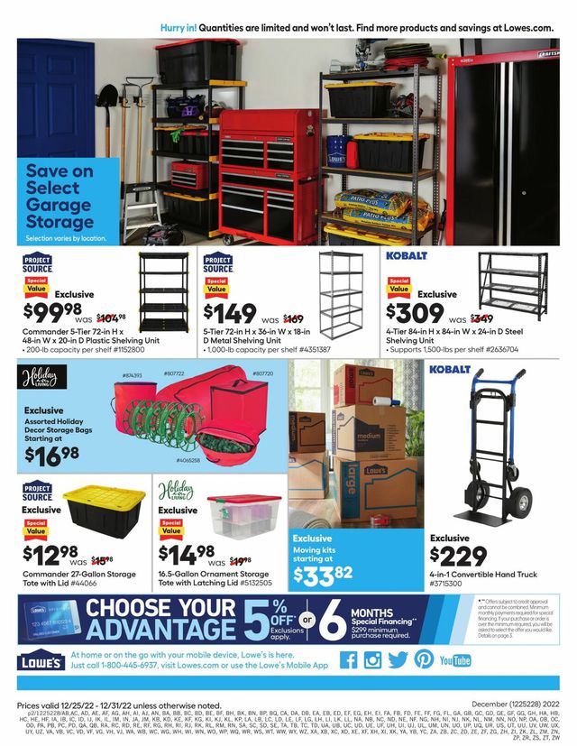 Lowe's Ad from 12/25/2022