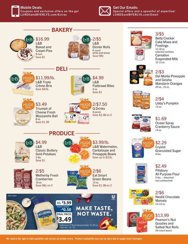 Lunds & Byerlys Ad from 11/18/2021