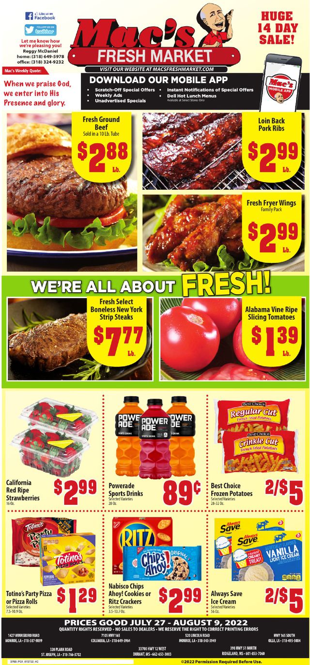 Mac's Freshmarket Ad from 07/27/2022