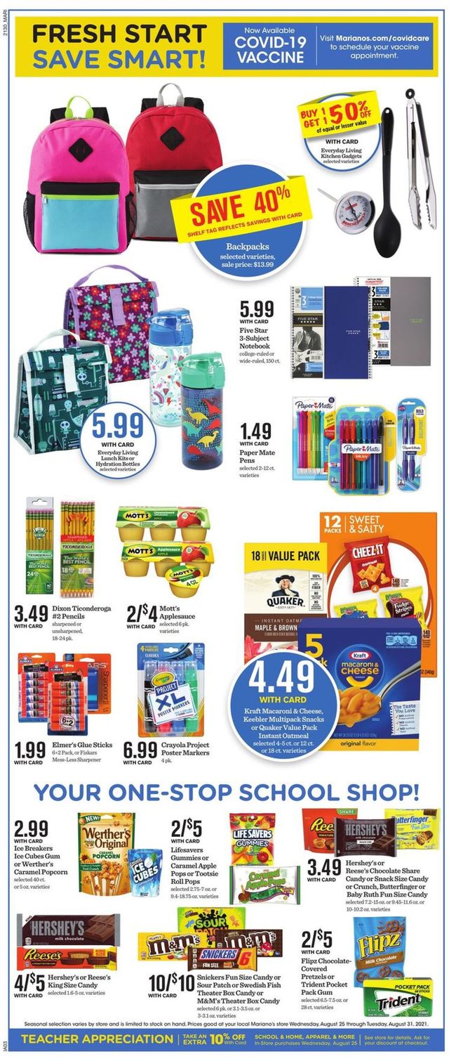 Mariano’s Ad from 08/25/2021