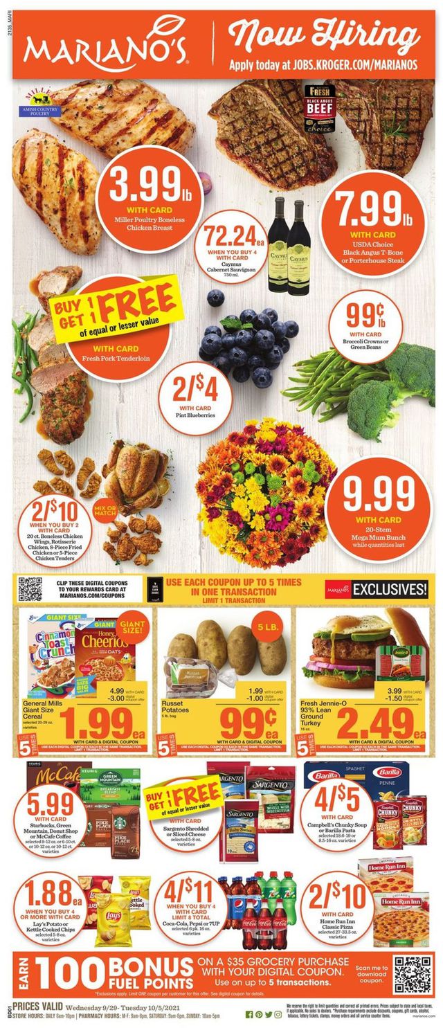 Mariano’s Ad from 09/29/2021