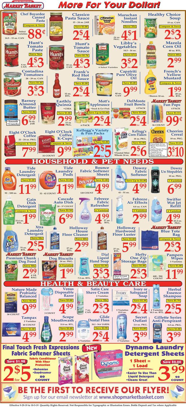 Market Basket Ad from 09/29/2019
