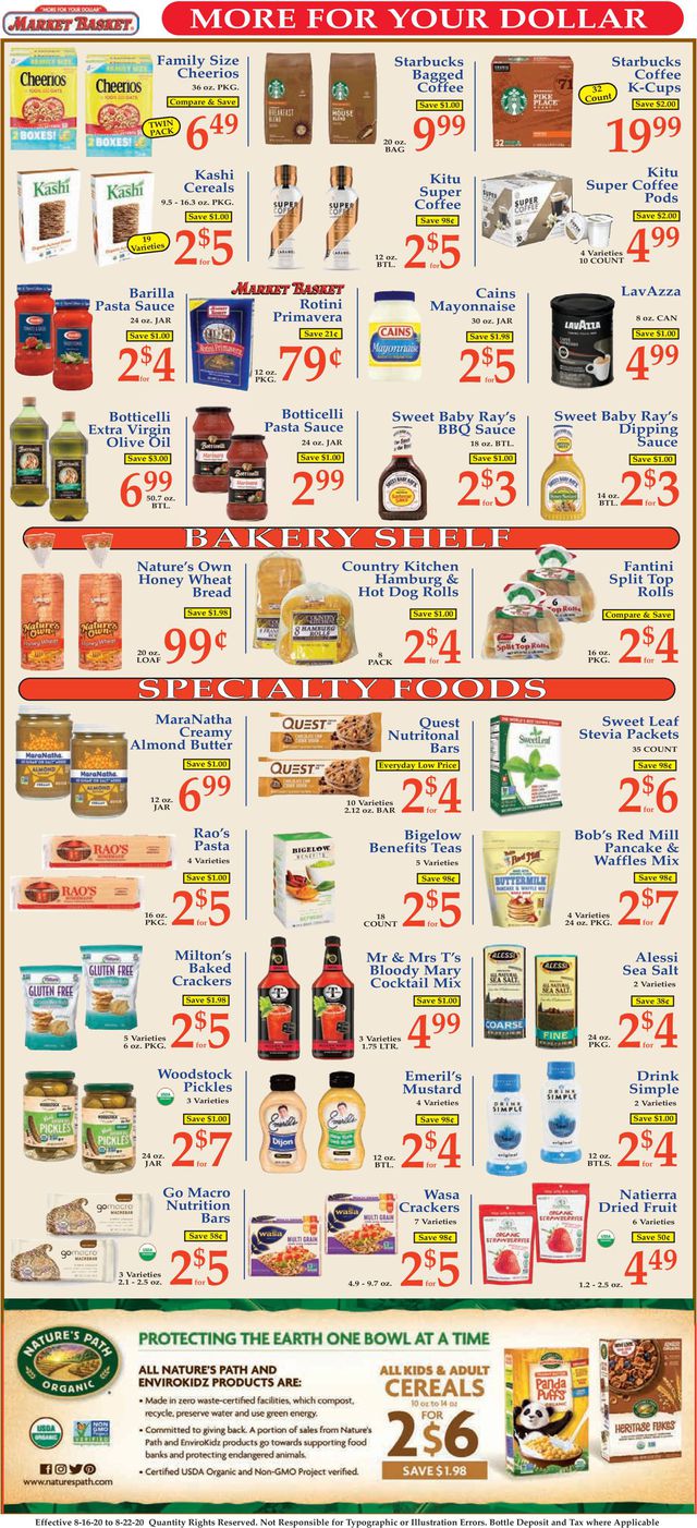Market Basket Ad from 08/16/2020