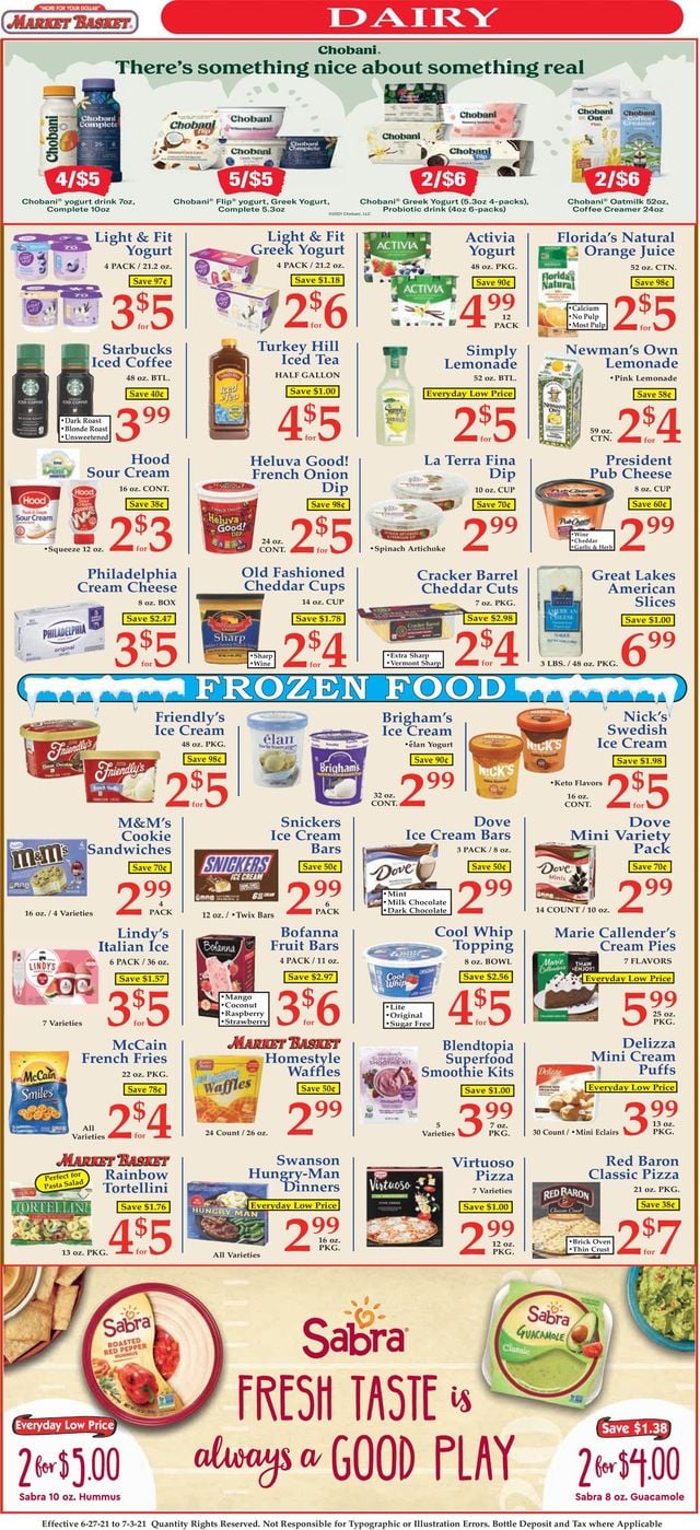 Market Basket Ad from 06/27/2021
