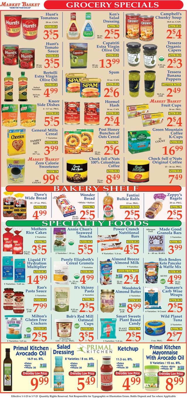 Market Basket Ad from 01/01/2023