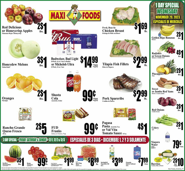 Maxi Foods Ad from 11/29/2023