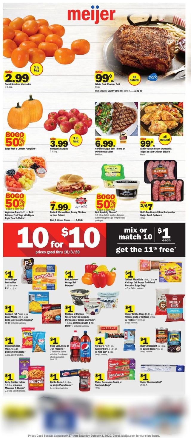 Meijer Ad from 09/27/2020