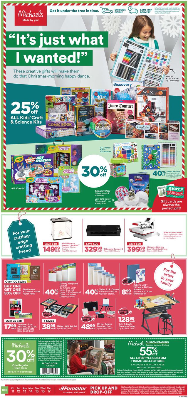 Michaels Ad from 12/11/2020