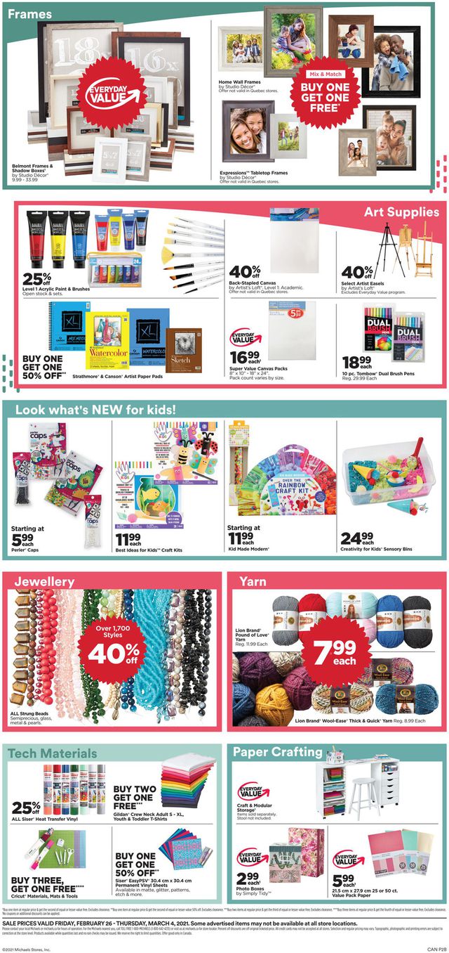 Michaels Ad from 02/26/2021