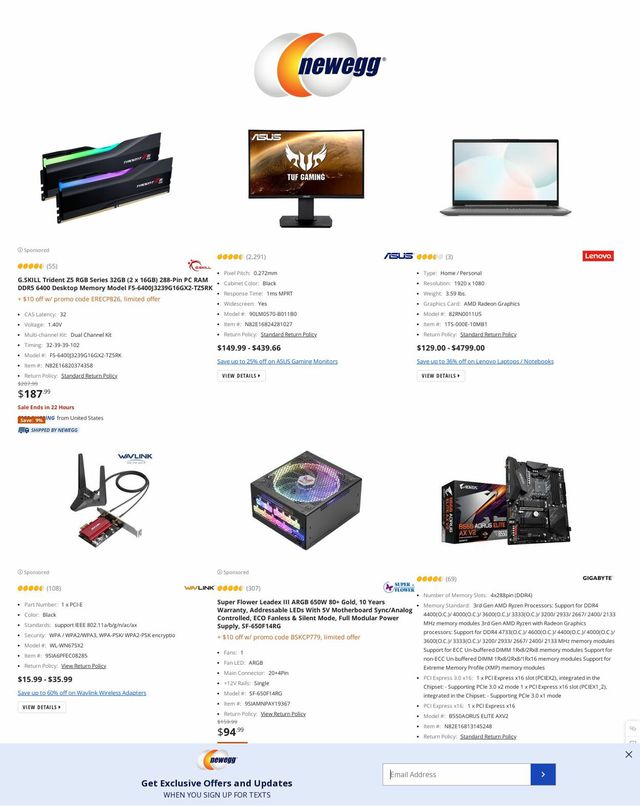 Newegg Ad from 02/09/2023