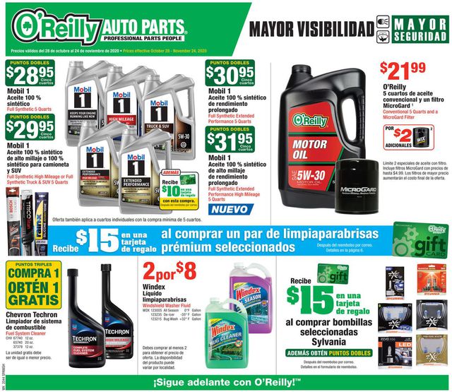 O'Reilly Auto Parts Ad from 10/28/2020