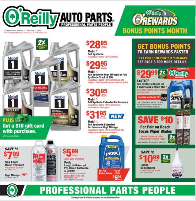 O'Reilly Auto Parts Ad from 01/27/2021