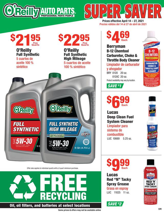O'Reilly Auto Parts Ad from 04/14/2021