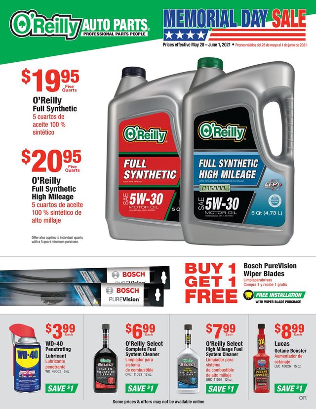 O'Reilly Auto Parts Ad from 05/28/2021