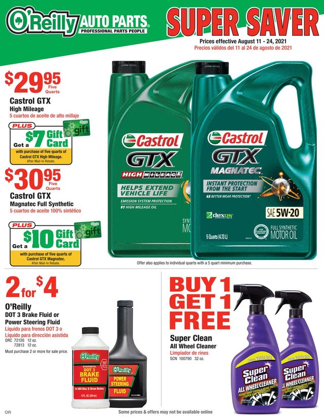 O'Reilly Auto Parts Ad from 08/11/2021