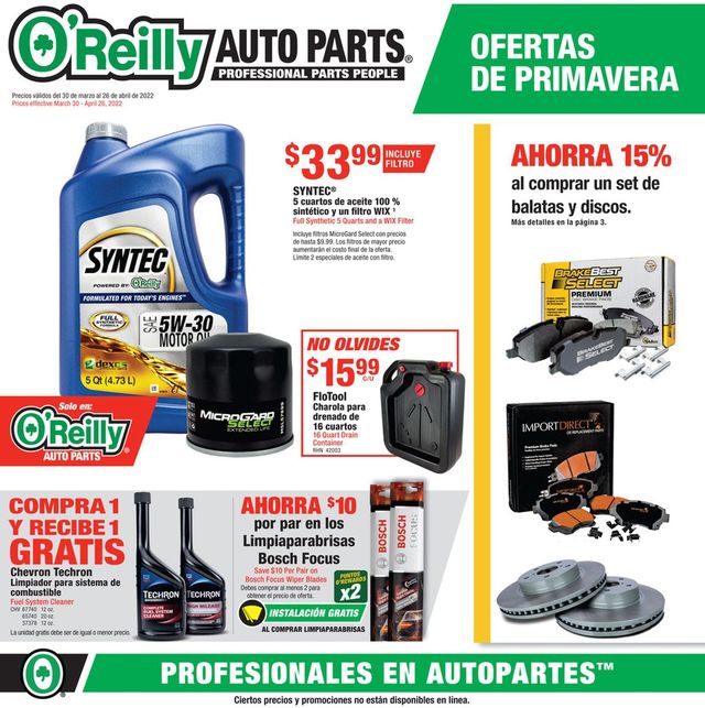 O'Reilly Auto Parts Ad from 03/30/2022