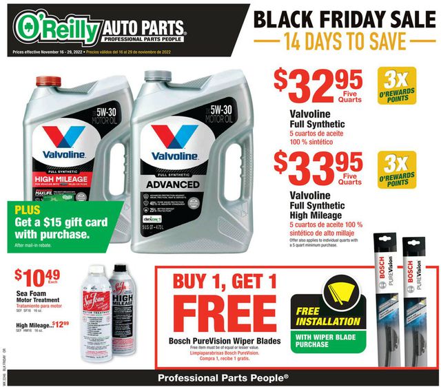 O'Reilly Auto Parts Ad from 11/16/2022