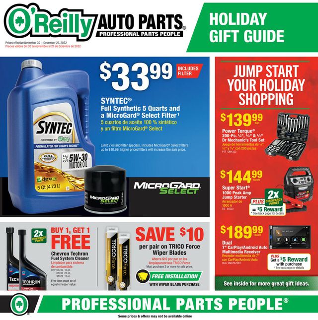 O'Reilly Auto Parts Ad from 11/30/2022
