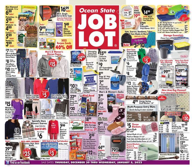 Ocean State Job Lot Ad from 12/30/2021