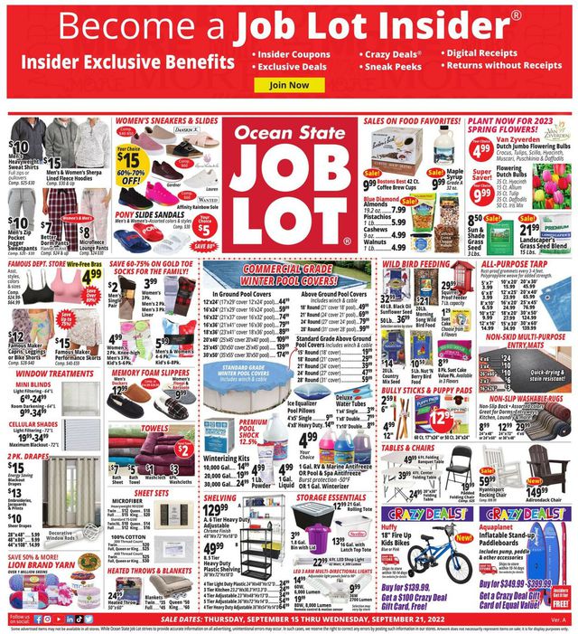 Ocean State Job Lot Ad from 09/15/2022