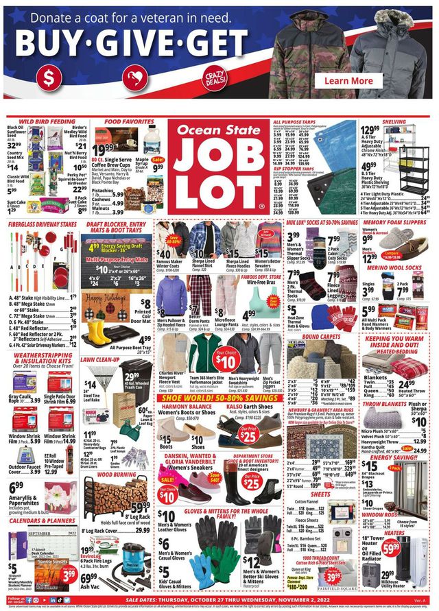 Ocean State Job Lot Ad from 10/27/2022