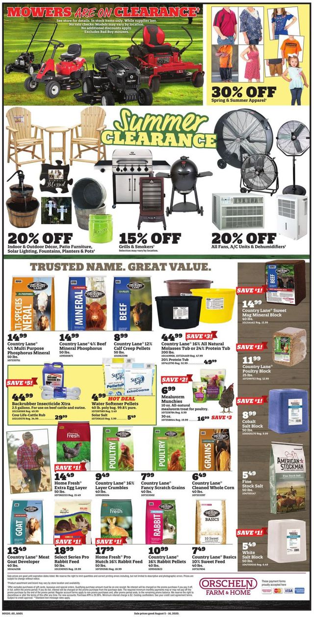 Orscheln Farm and Home Ad from 08/05/2020