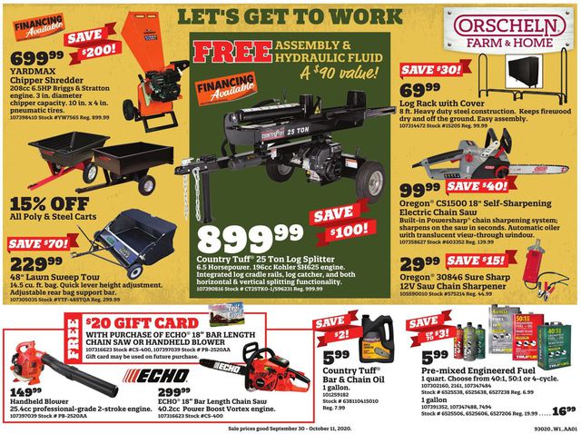 Orscheln Farm and Home Ad from 09/30/2020