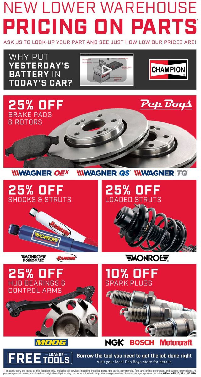 Pep Boys Ad from 10/25/2020