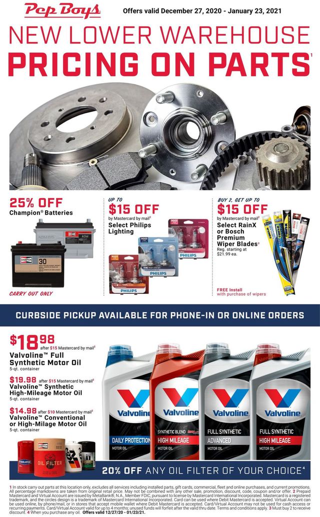 Pep Boys Ad from 12/27/2020