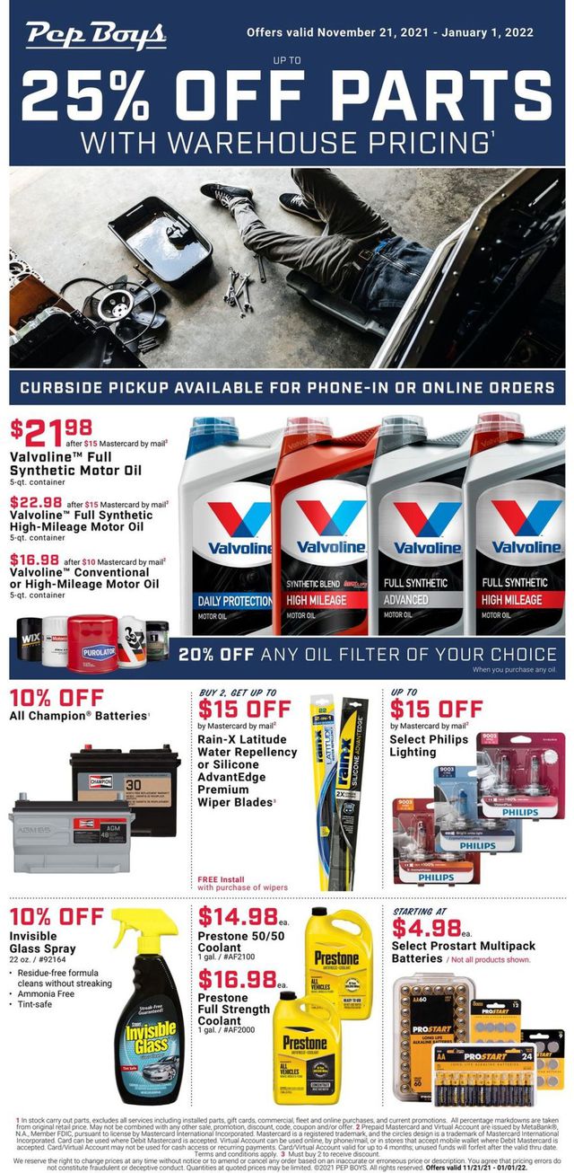 Pep Boys Ad from 11/21/2021