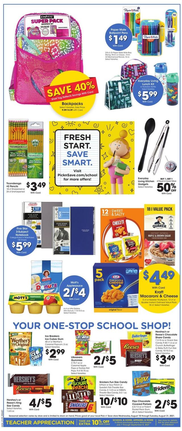 Pick ‘n Save Ad from 08/18/2021