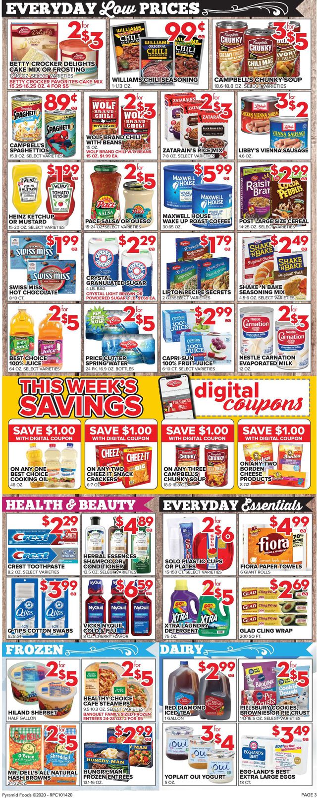 Price Cutter Ad from 10/14/2020