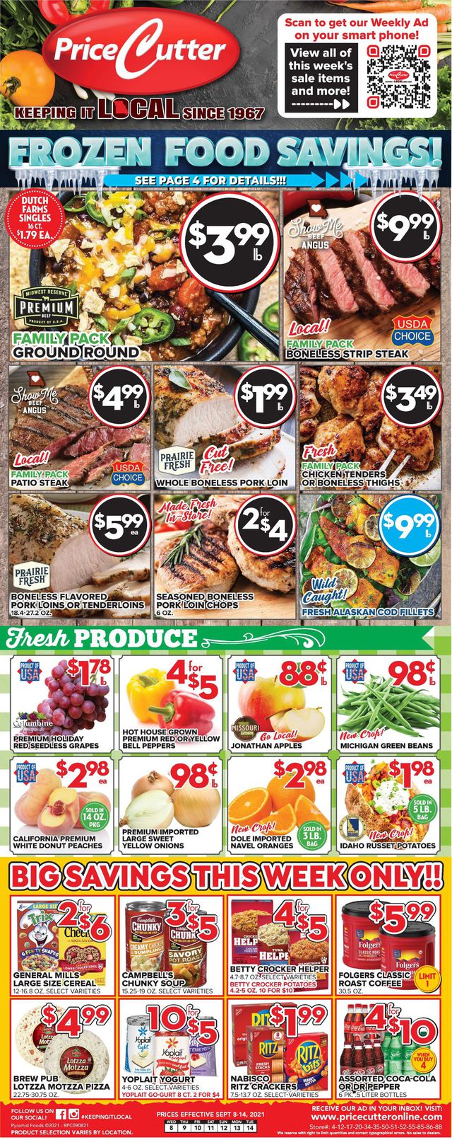 Price Cutter Ad from 09/08/2021