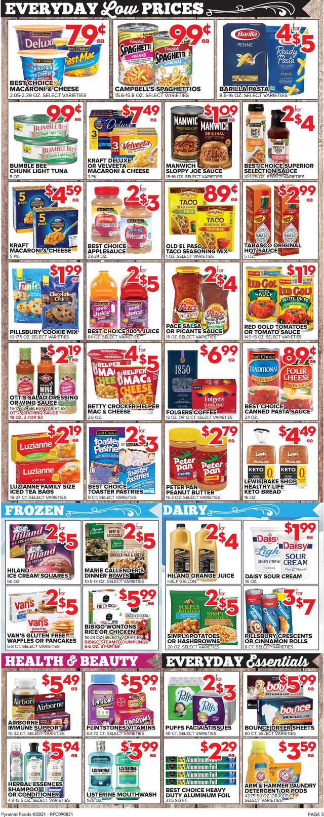 Price Cutter Ad from 09/08/2021