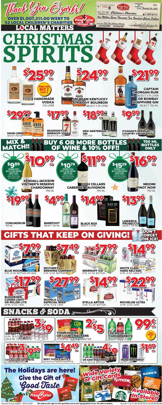 Price Cutter Ad from 12/15/2021