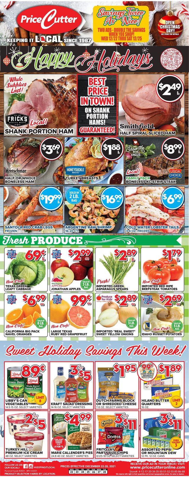 Price Cutter Ad from 12/22/2021