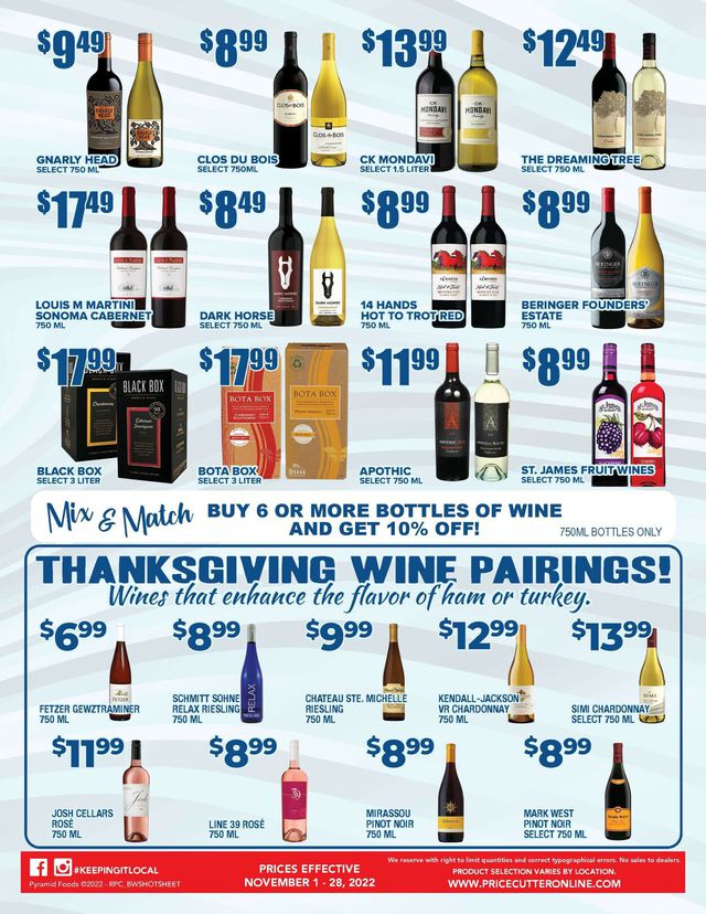 Price Cutter Ad from 11/01/2022