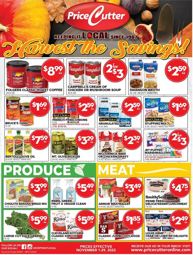 Price Cutter Ad from 11/01/2022