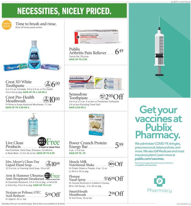 Publix Ad from 07/22/2021