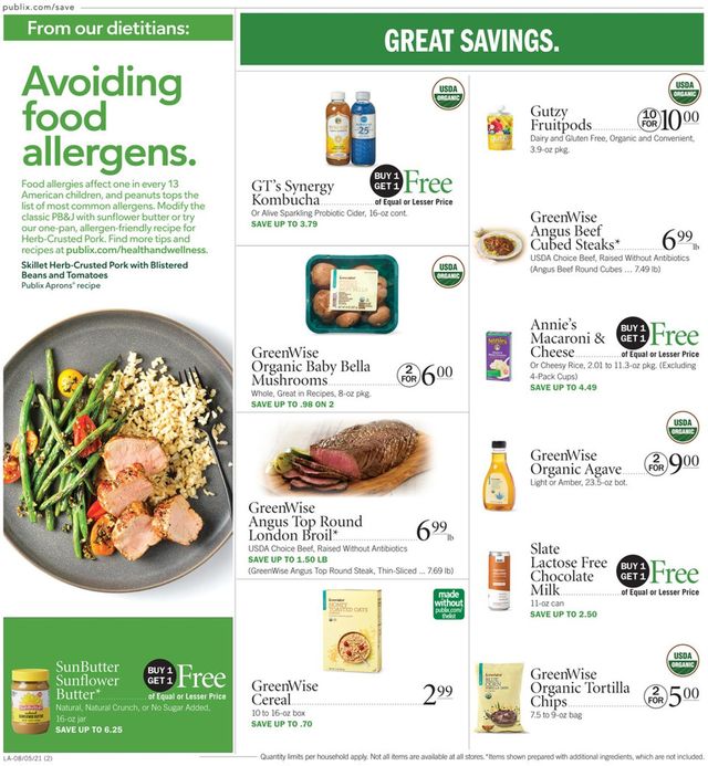 Publix Ad from 08/05/2021