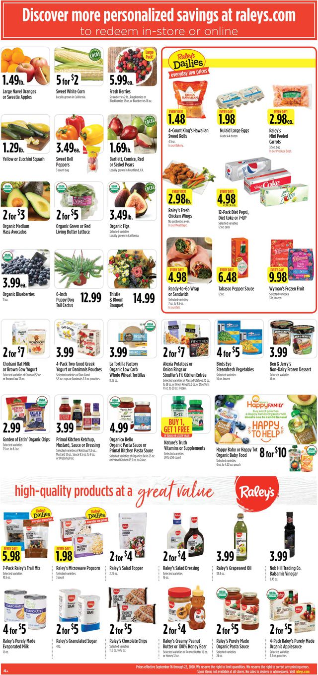 Raley's Ad from 09/16/2020