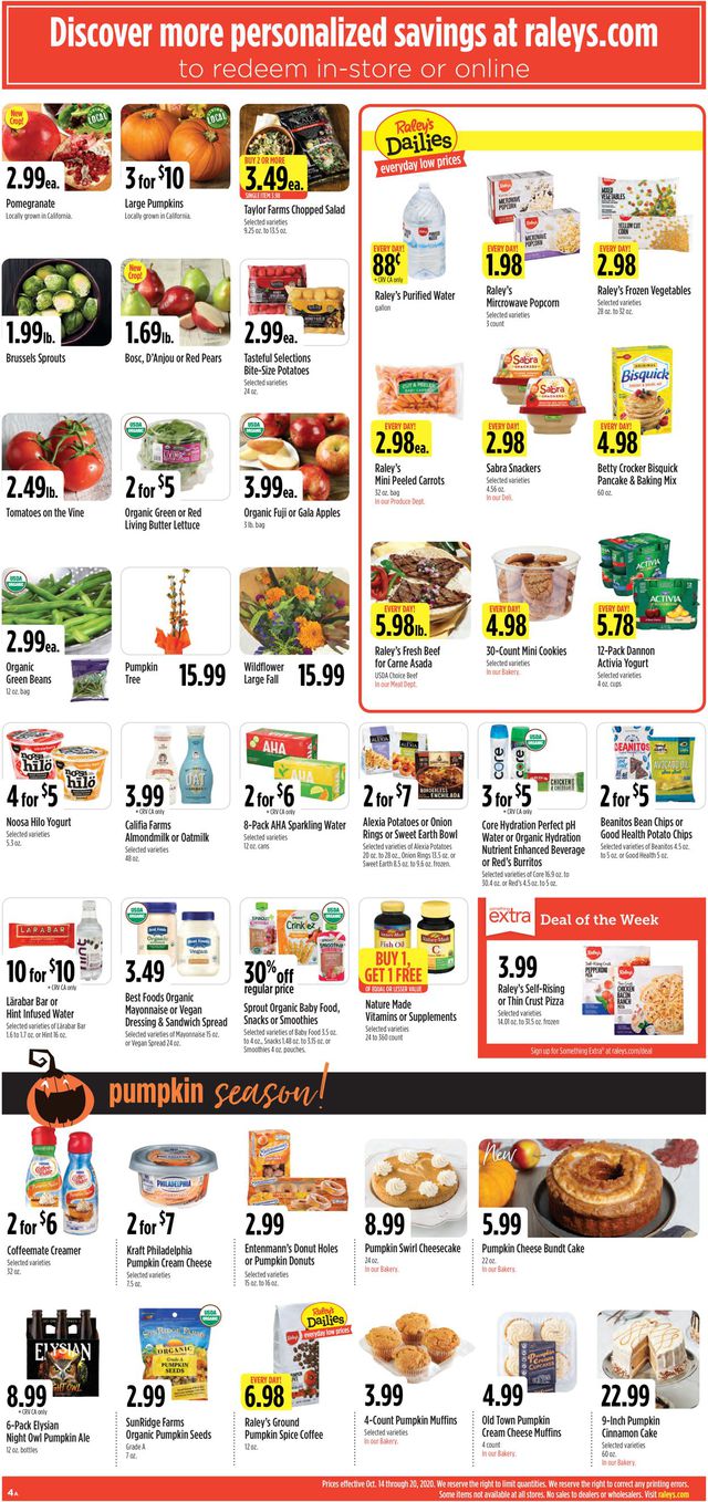 Raley's Ad from 10/14/2020