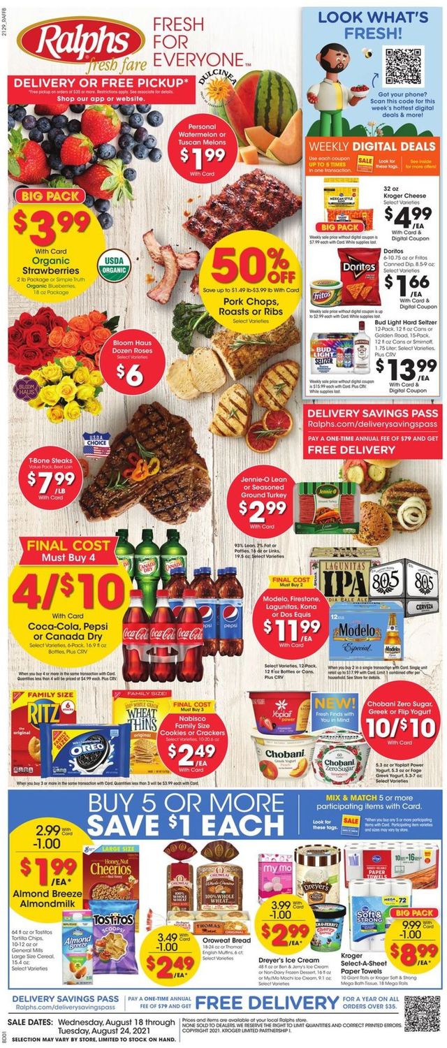 Ralphs Ad from 08/18/2021
