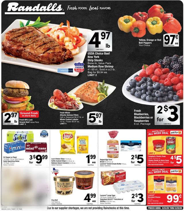 Randalls Ad from 09/23/2020